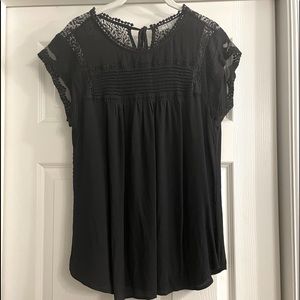 Danielrainn Black With Lace Detail Blouse